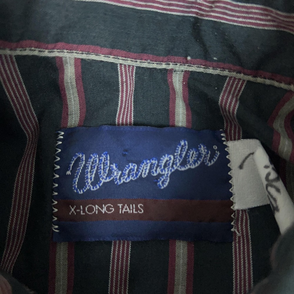 Wrangler Shirt Mens XL Black Stripe Pearl Snap Western Cowboy X Long Tails Top - Picture 3 of 7